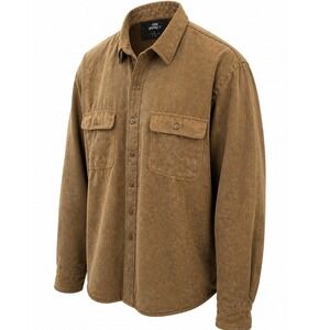 City Impact Faux Suede Shirt Jacket Mens XL Tan Brown Solid Regular Fit Y2K